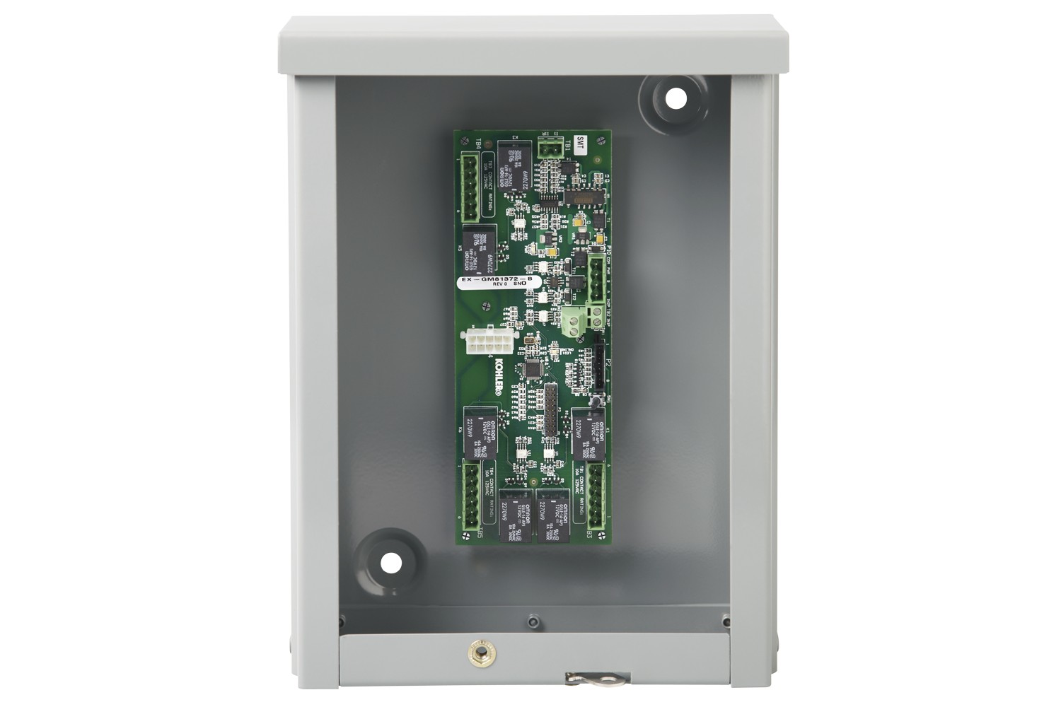 Internal view with a circuit of a Kohler Programmable Interface Module on empty background