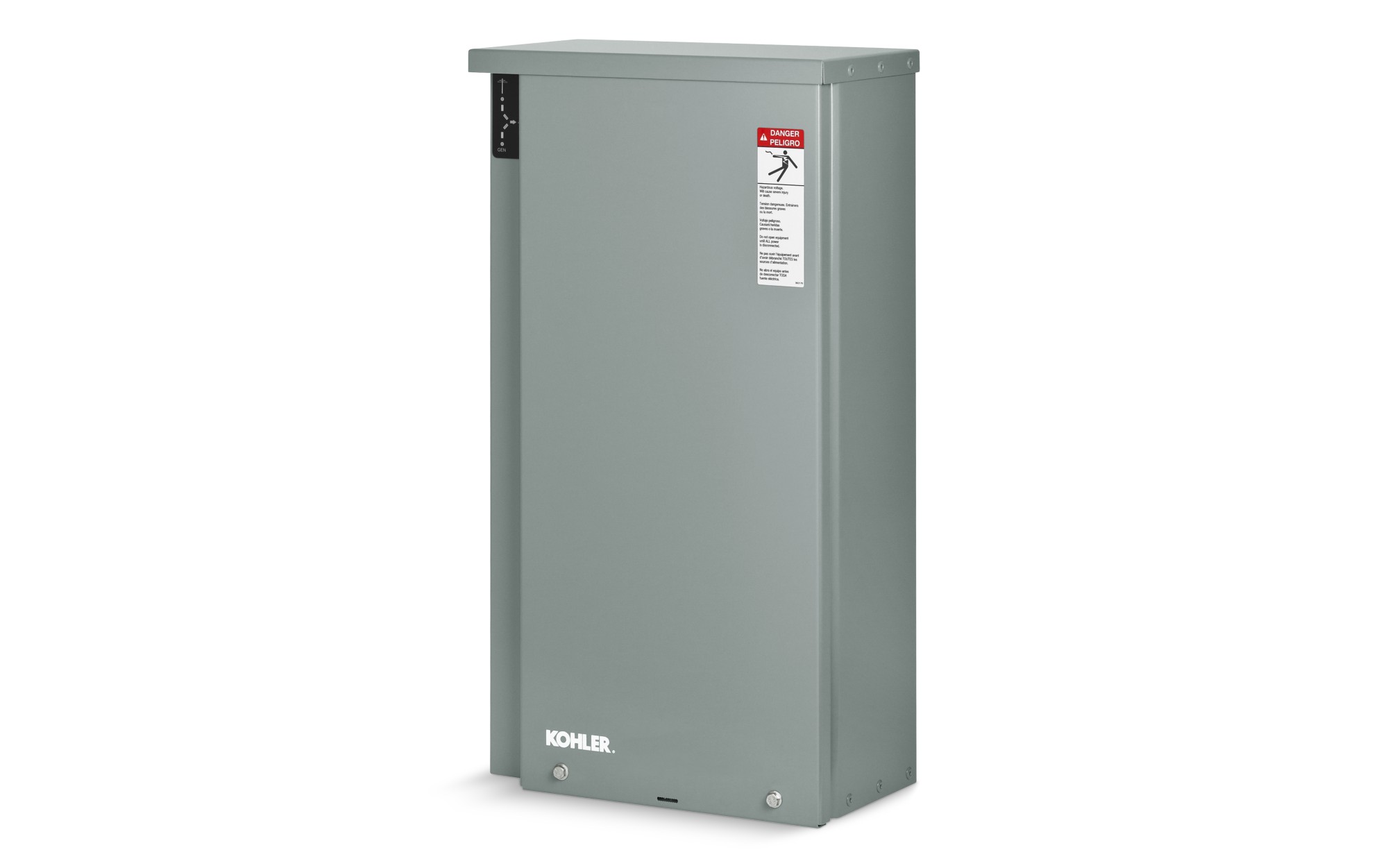 Angled right side view of a Kohler Automatic Transfer Switch (ATS) Model RXT on empty background