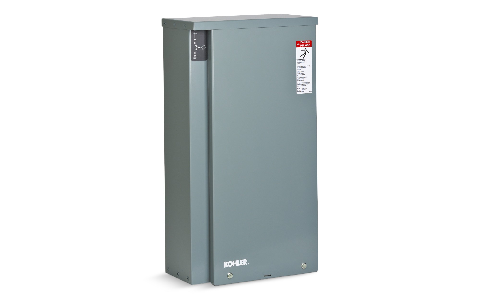 Angled left side view of a Kohler Automatic Transfer Switch (ATS) Model RXT on empty background