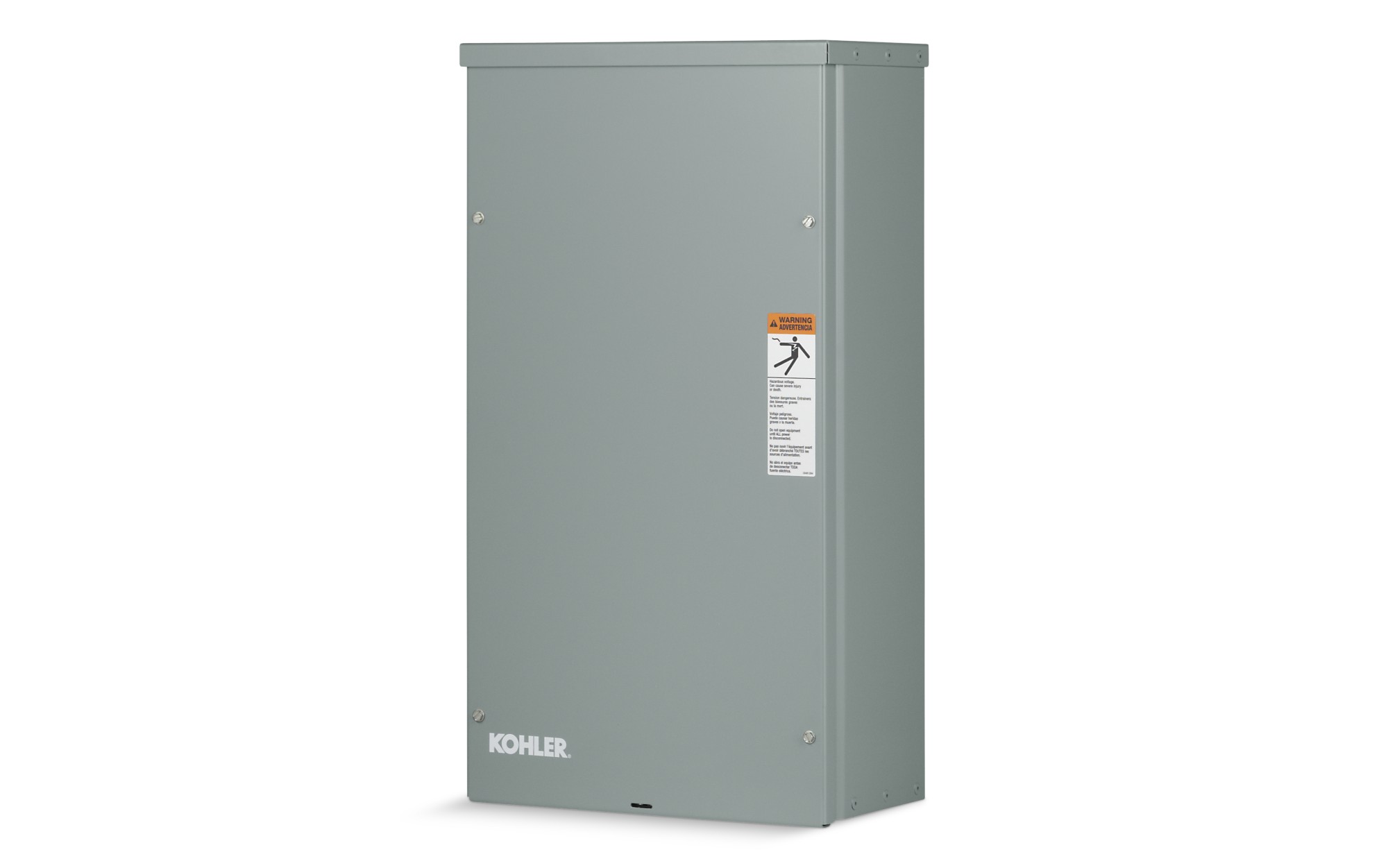 Angled right side view of a Kohler Automatic Transfer Switch (ATS) Model RDT on empty background
