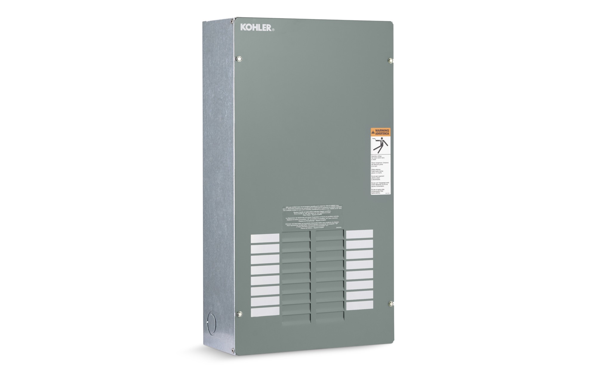 Angled left side view of a Kohler Automatic Transfer Switch (ATS) Model RXT on empty background