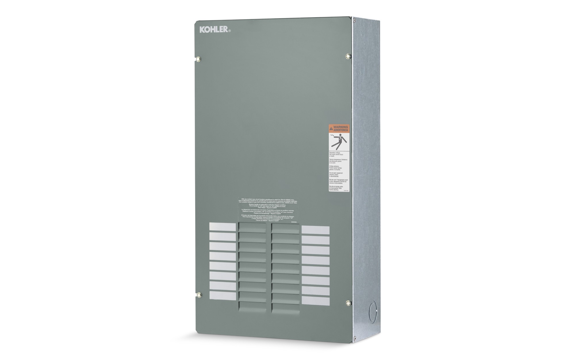 Angled right side view of a Kohler Automatic Transfer Switch (ATS) Model RXT on empty background