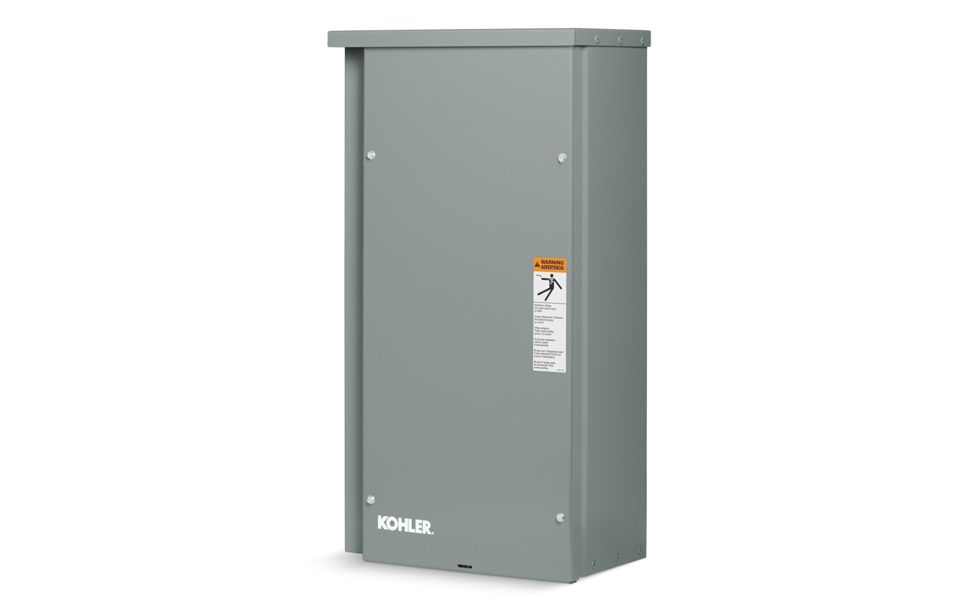 Angled right side view of a Kohler Automatic Transfer Switch (ATS) Model RXT on empty background
