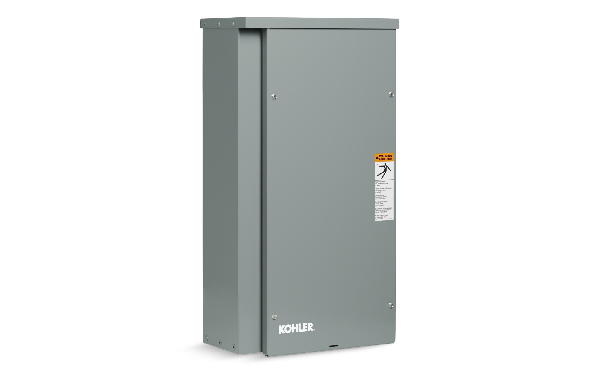Angled left side view of a Kohler Automatic Transfer Switch (ATS) Model RXT on empty background