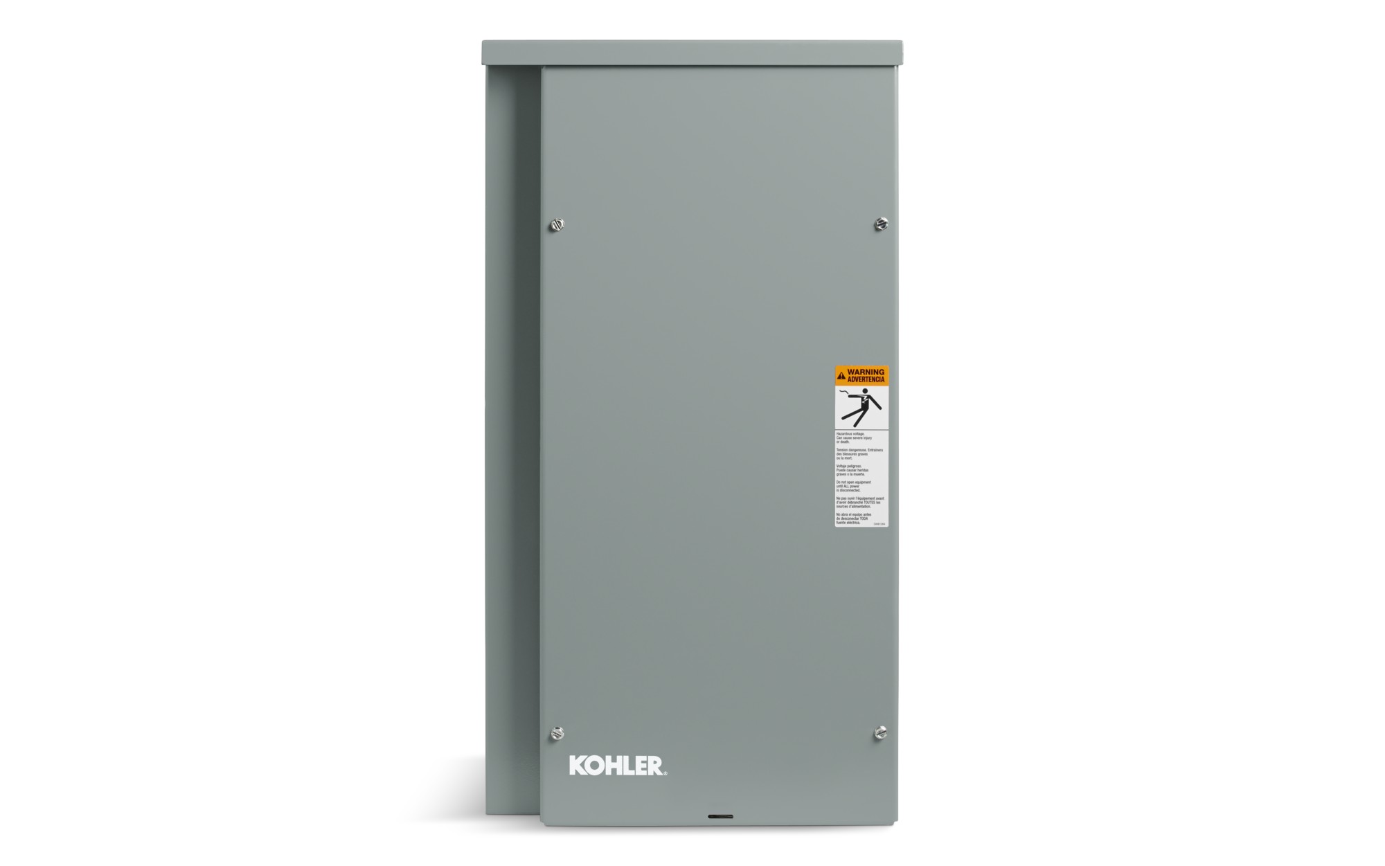 Front view of a Kohler Automatic Transfer Switch (ATS) Model RXT on empty background
