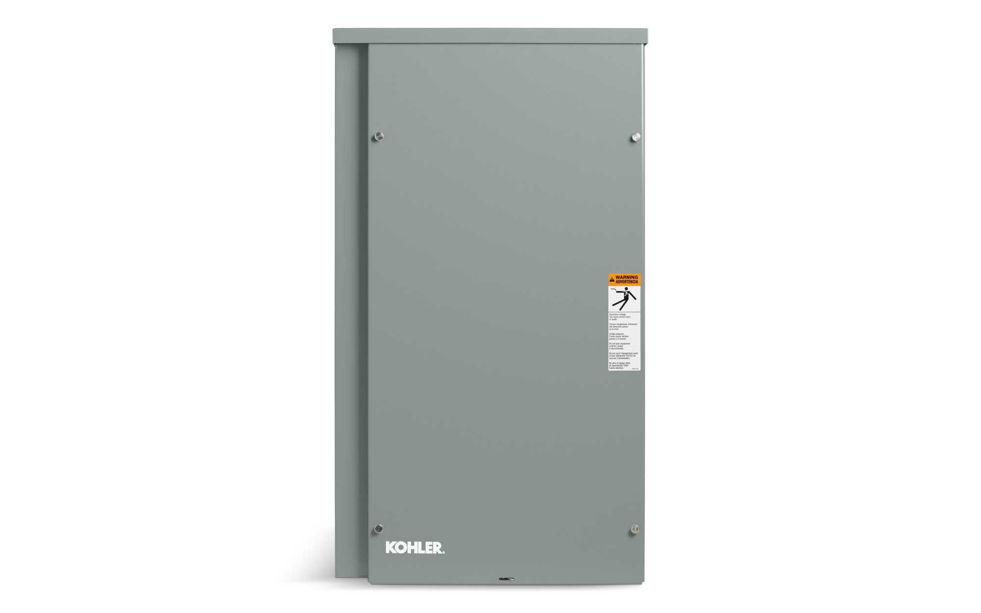 Front view of a Kohler Automatic Transfer Switch (ATS) Model RXT on empty background