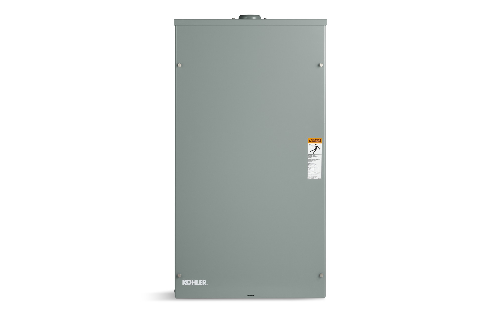 Front view of a Kohler Automatic Transfer Switch (ATS) Model RDT on empty background